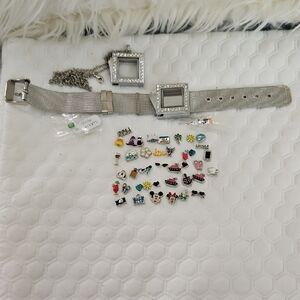 Elegant Silver Bracelet And Necklace Origami Owl with Interchangeable Charms.